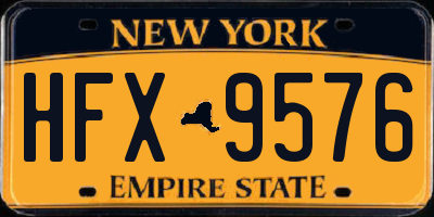 NY license plate HFX9576
