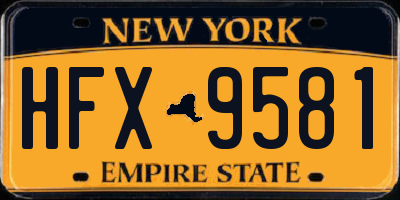 NY license plate HFX9581