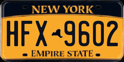 NY license plate HFX9602
