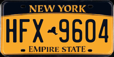 NY license plate HFX9604
