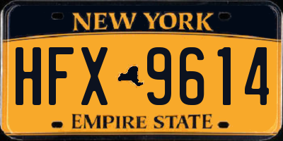 NY license plate HFX9614