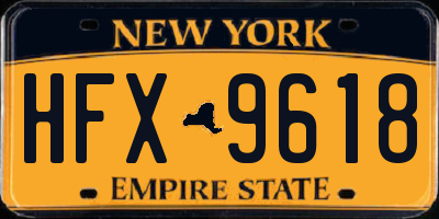 NY license plate HFX9618