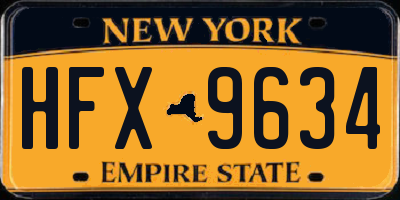 NY license plate HFX9634