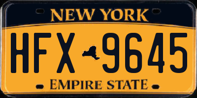 NY license plate HFX9645