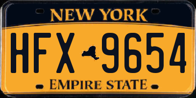 NY license plate HFX9654