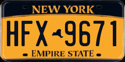 NY license plate HFX9671