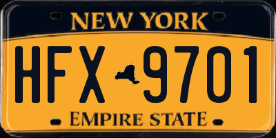 NY license plate HFX9701
