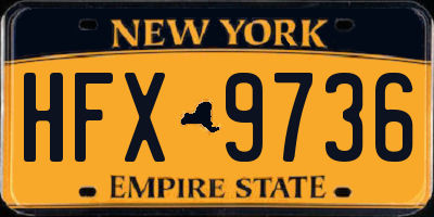 NY license plate HFX9736