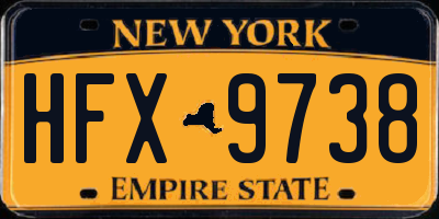 NY license plate HFX9738