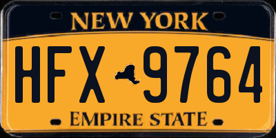 NY license plate HFX9764