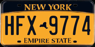 NY license plate HFX9774