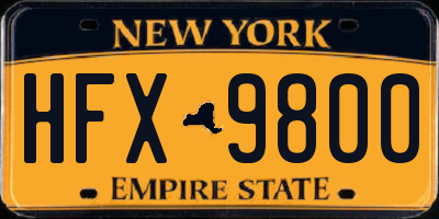 NY license plate HFX9800