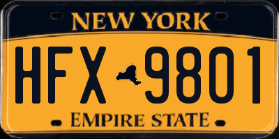 NY license plate HFX9801