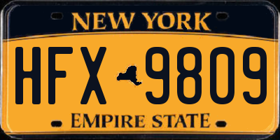 NY license plate HFX9809