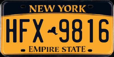 NY license plate HFX9816
