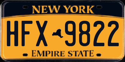 NY license plate HFX9822