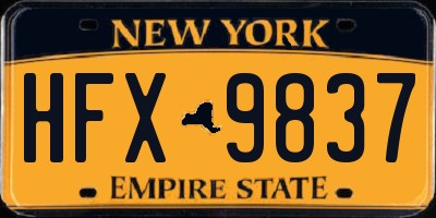 NY license plate HFX9837
