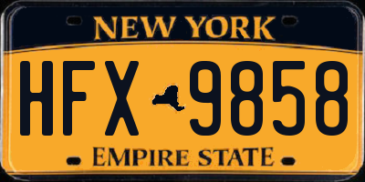 NY license plate HFX9858
