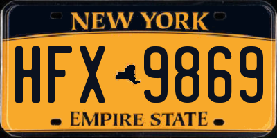 NY license plate HFX9869