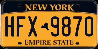 NY license plate HFX9870