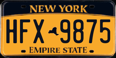 NY license plate HFX9875