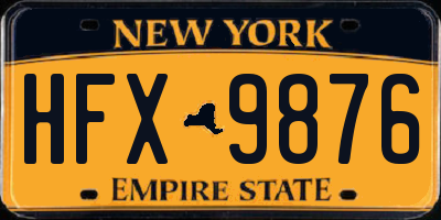 NY license plate HFX9876