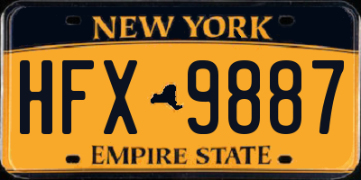 NY license plate HFX9887