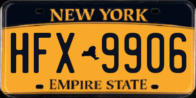 NY license plate HFX9906