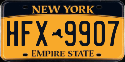 NY license plate HFX9907