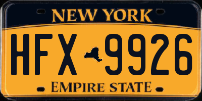 NY license plate HFX9926