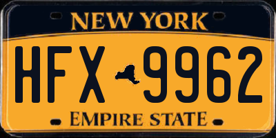 NY license plate HFX9962