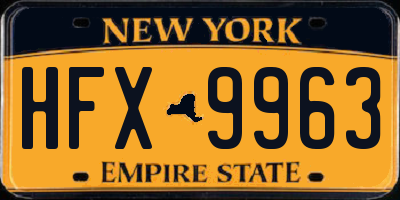 NY license plate HFX9963