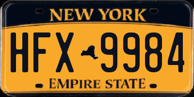 NY license plate HFX9984