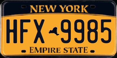 NY license plate HFX9985