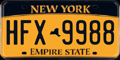NY license plate HFX9988