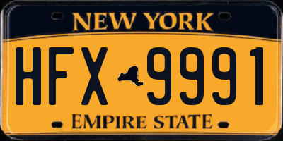 NY license plate HFX9991