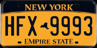 NY license plate HFX9993