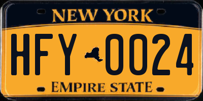 NY license plate HFY0024