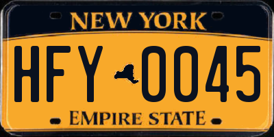 NY license plate HFY0045