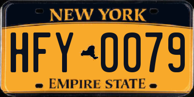 NY license plate HFY0079