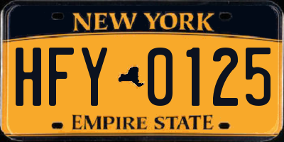 NY license plate HFY0125