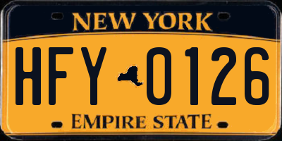 NY license plate HFY0126