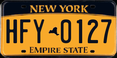 NY license plate HFY0127