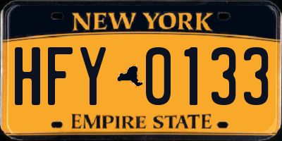 NY license plate HFY0133