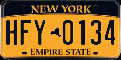 NY license plate HFY0134