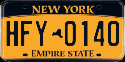 NY license plate HFY0140