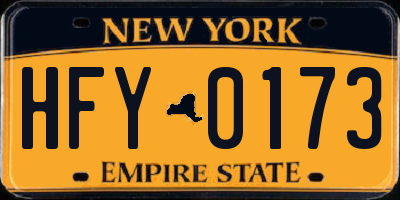 NY license plate HFY0173