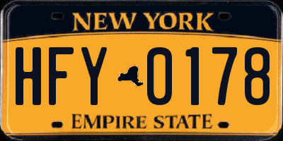 NY license plate HFY0178