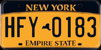 NY license plate HFY0183