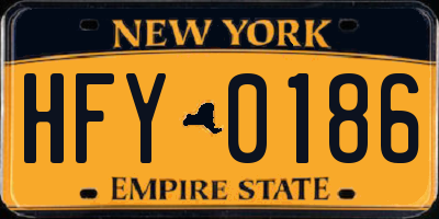 NY license plate HFY0186